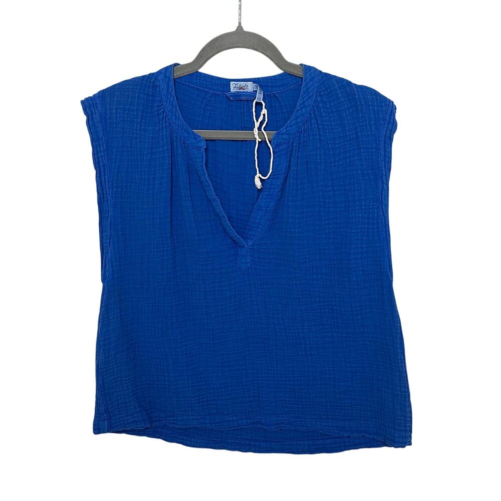 Faherty Dream Cotton Gauze Dylan Top Size S Royal Blue Organic Lightweight NWOT